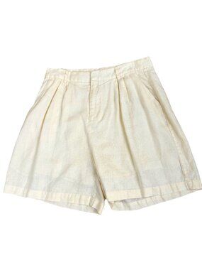 Dissh Linen Shorts High Waisted Pleat Front LightYellow (14)